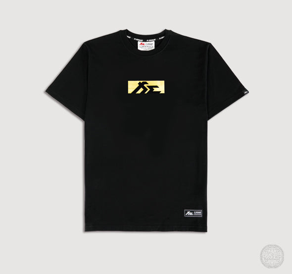 FILIFESTYLE USD "Finish Line V1 (Gold)" Black Heavyweight Crew Neck T-Shirt [Limited Ed.]