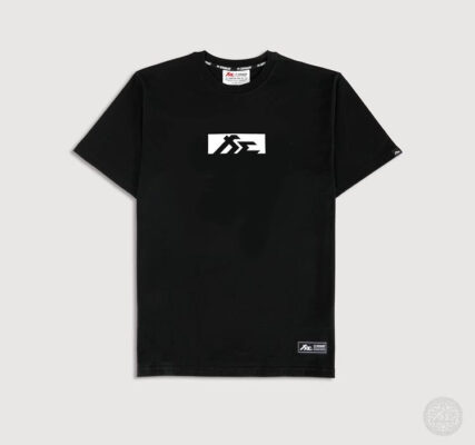FILIFESTYLE USD "Finish Line V1 (White )" Black Heavyweight Crew Neck T-Shirt [Limited Ed.]