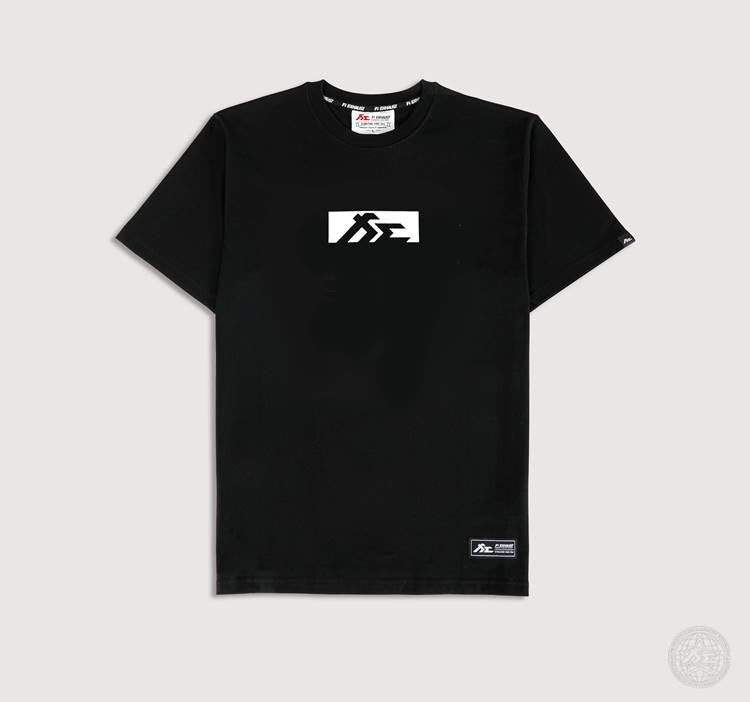 FILIFESTYLE USD "Finish Line V1 (White )" Black Heavyweight Crew Neck T-Shirt [Limited Ed.]