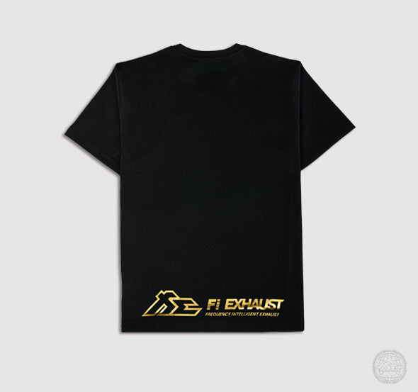 FILIFESTYLE USD "Reflected Wave (Gold)" Black Heavyweight Crew Neck T-Shirt [Limited Ed.]