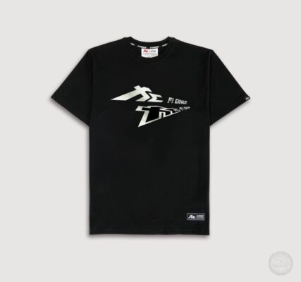 Fi Exhaust "Reflected Wave (Silver)" Black Heavyweight Crew Neck T-Shirt [Limited Ed.]