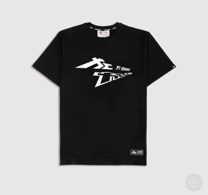 Fi Exhaust "Reflected Wave (White)" Black Heavyweight Crew Neck T-Shirt [Limited Ed.]
