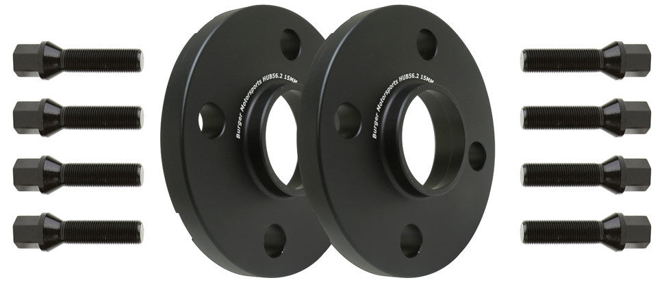 BMS Mini Cooper 18mm Wheel Spacer Kit by BMS w/8 Black Extended Wheel Bolts