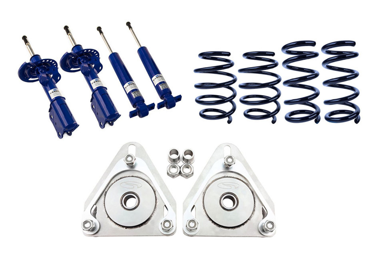 Steeda Autosports 2015-2023 Ford Mustang Steeda S550 Progressive Lowering Springs, Camber Plate, Non Adjustable Shocks & Strut Combo Kit ()
