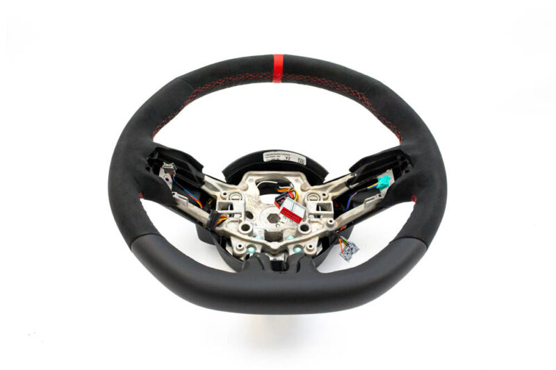 Steeda 2015-2017 Ford Mustang Q850 Alcantara Steering Wheel - Red Sightline