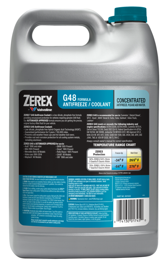 Zerex G48 Antifreeze Label Detail