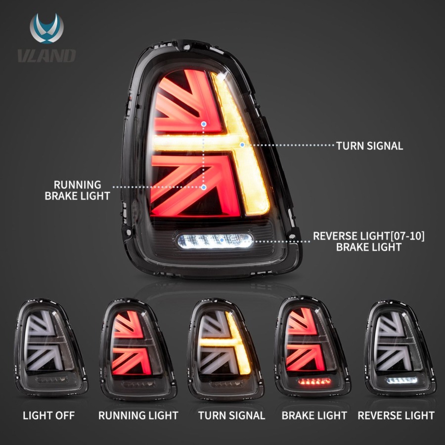 Vland 2007-2013 Mini R Series 2nd Gen(R56 R57 R58 R59) LED Tail Lights With Amber Sequential Turn Signal - Image 7