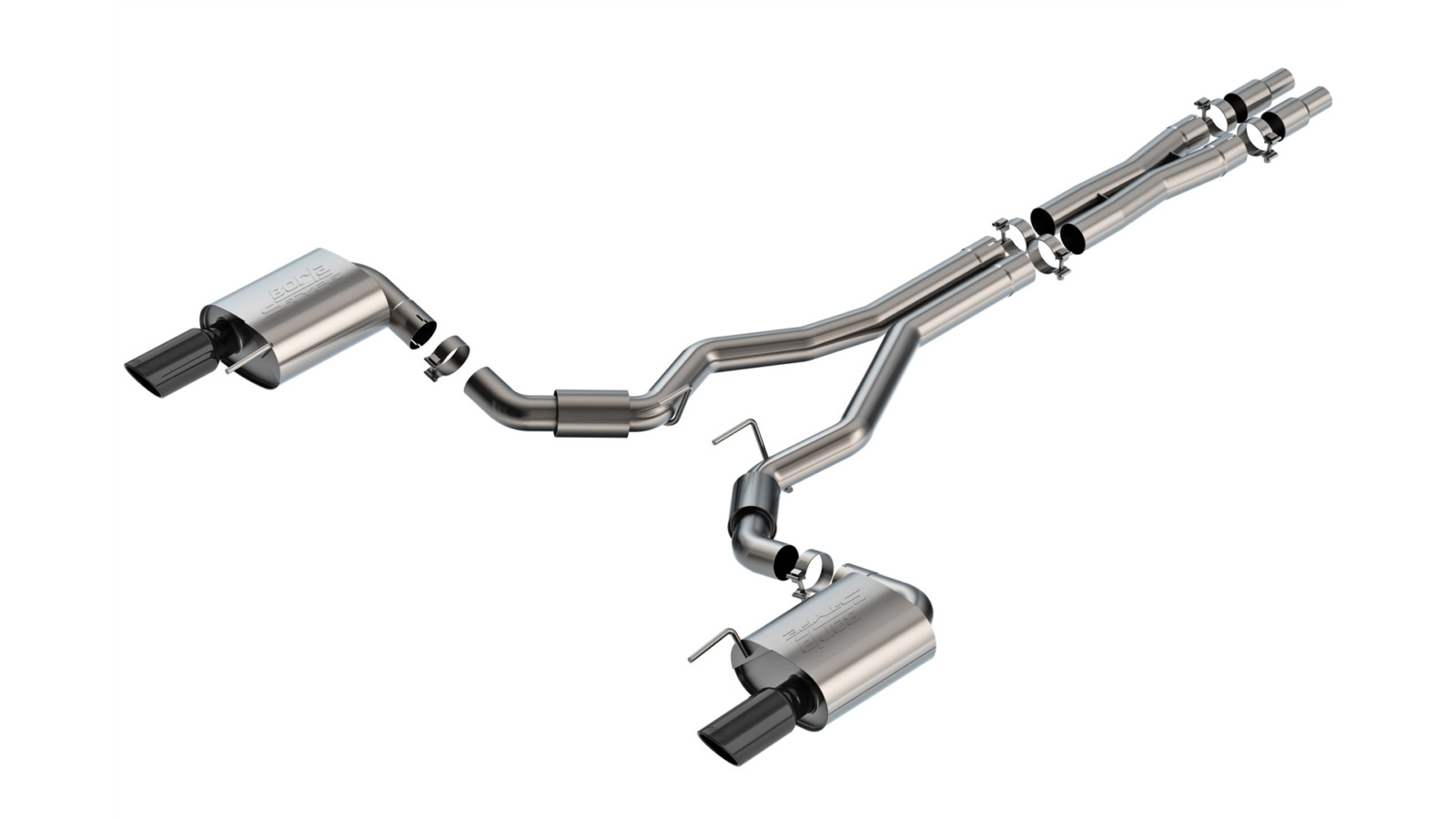 Borla Exhaust Borla S-Type Cat-Back Exhaust - Mustang GT S650 Non-Active Black Chrome 140960BC for S650 Mustang