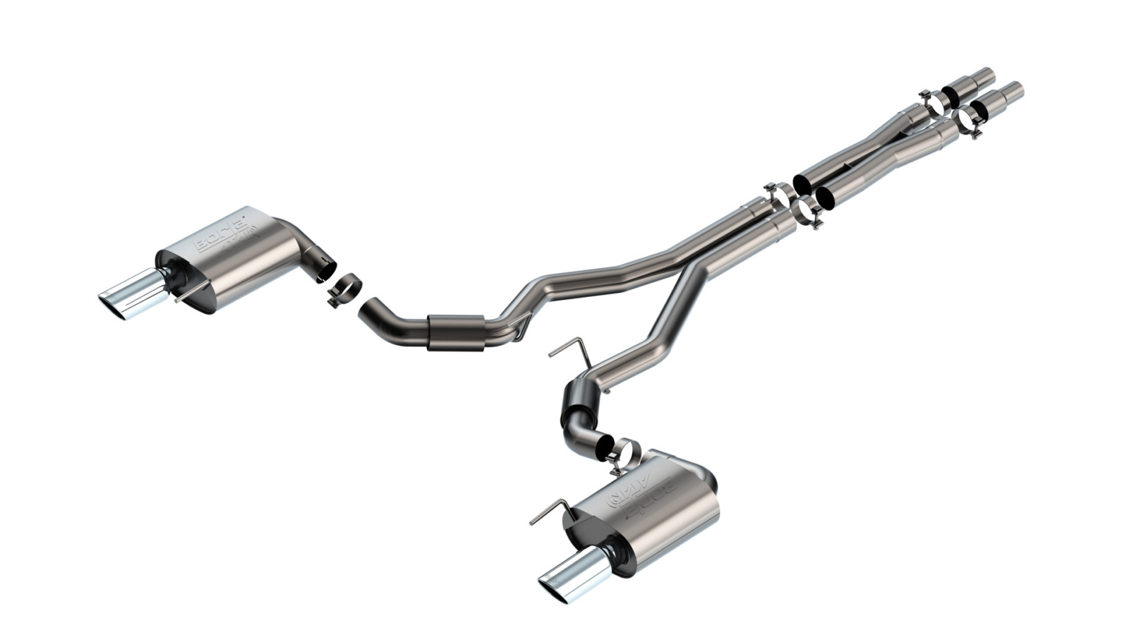 Borla Exhaust Borla ATAK Cat-Back Exhaust - Mustang GT S650 Non-Active Chrome 140961 for S650 Mustang