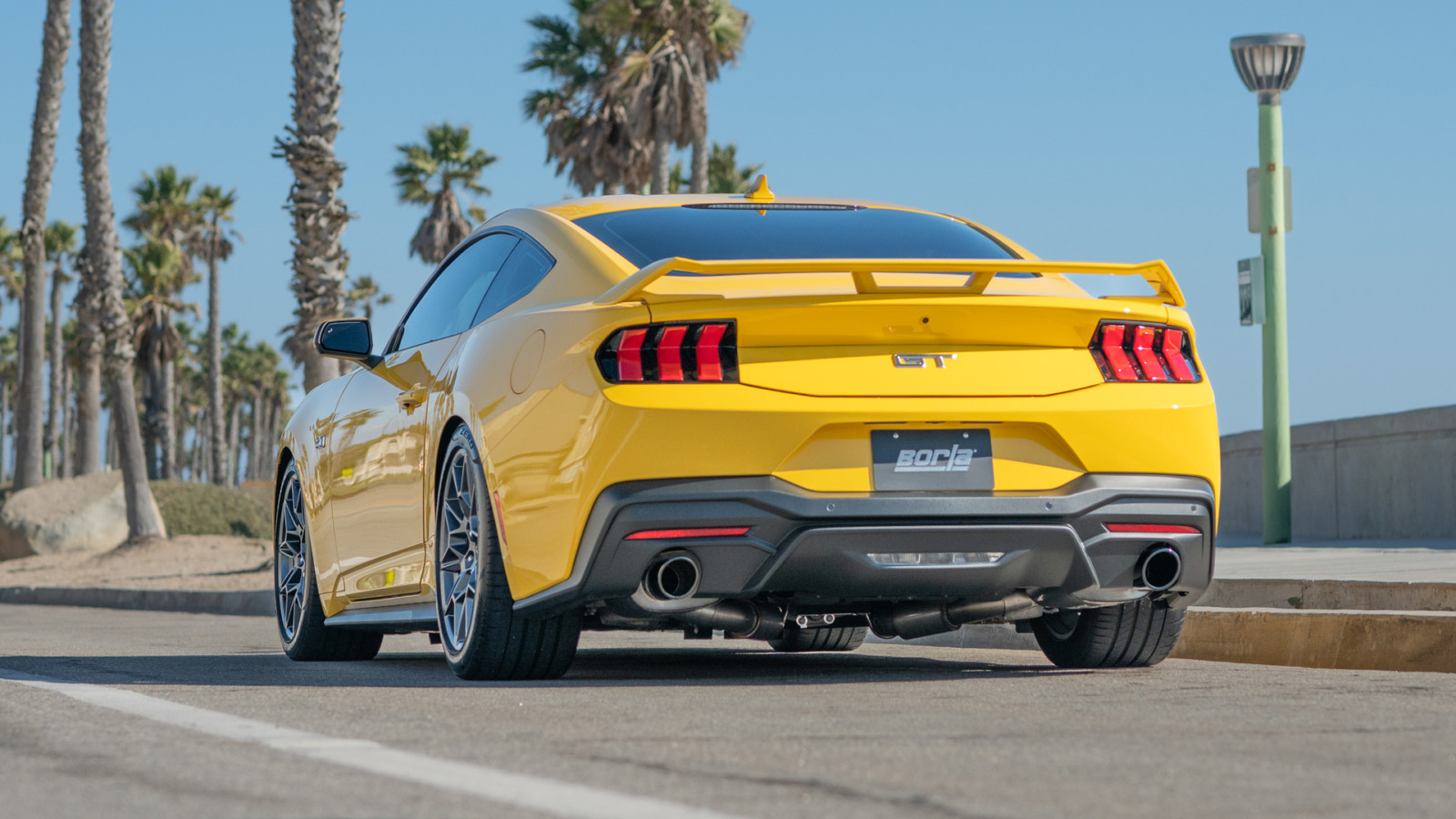 Borla ATAK Cat-Back Exhaust - 2024-2026 Mustang GT S650 Non-Active Black Chrome 140961BC installed on vehicle