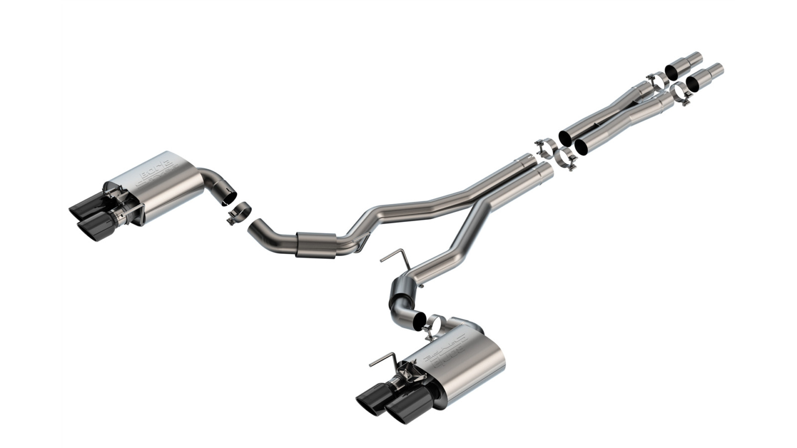 Borla Exhaust Borla S-Type Cat-Back Exhaust - Mustang GT S650 Active Exhaust Black Chrome 140962BC for S650 Mustang