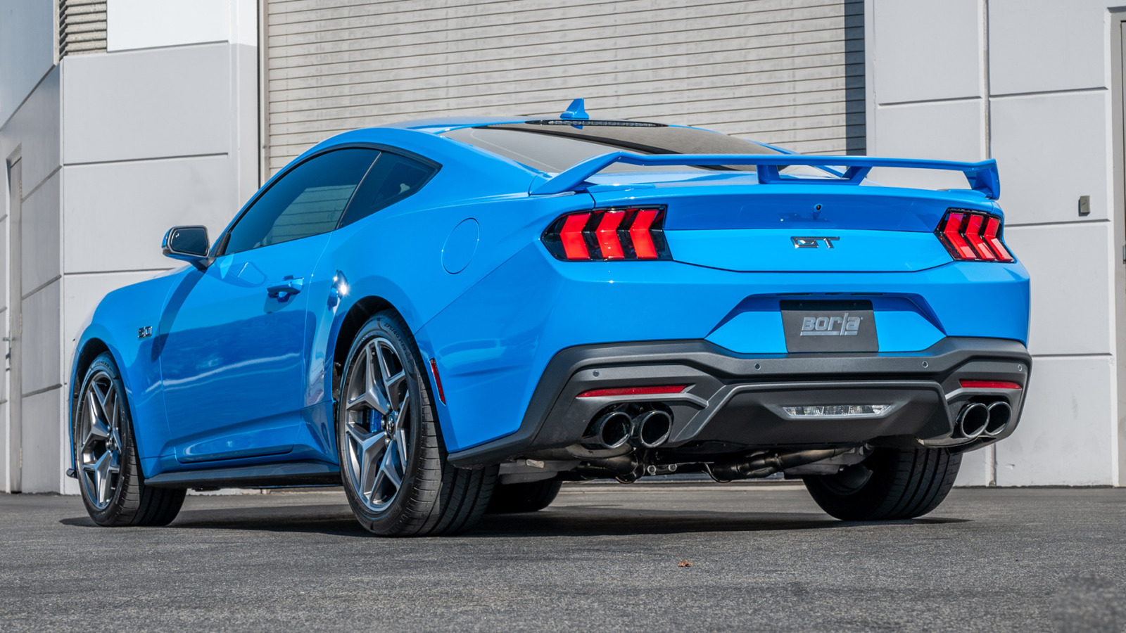 Borla S-Type Cat-Back Exhaust - 2024-2026 Mustang GT S650 Active Exhaust Black Chrome 140962BC installed on vehicle
