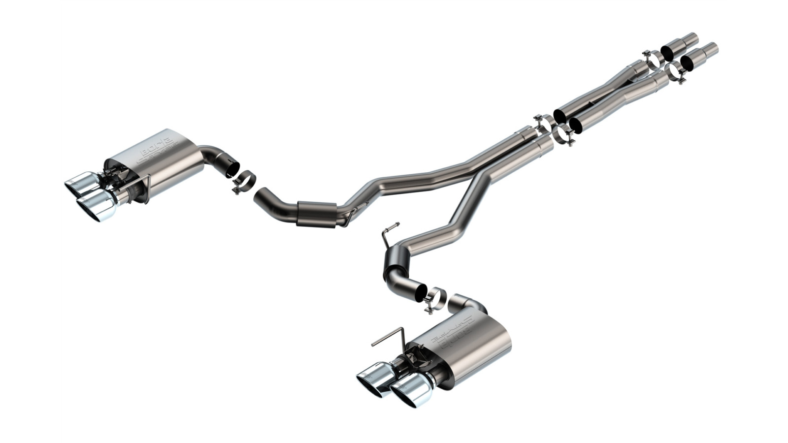 Borla S-Type Cat-Back Exhaust - 2024-2026 Mustang Dark Horse Active Exhaust Chrome 140964