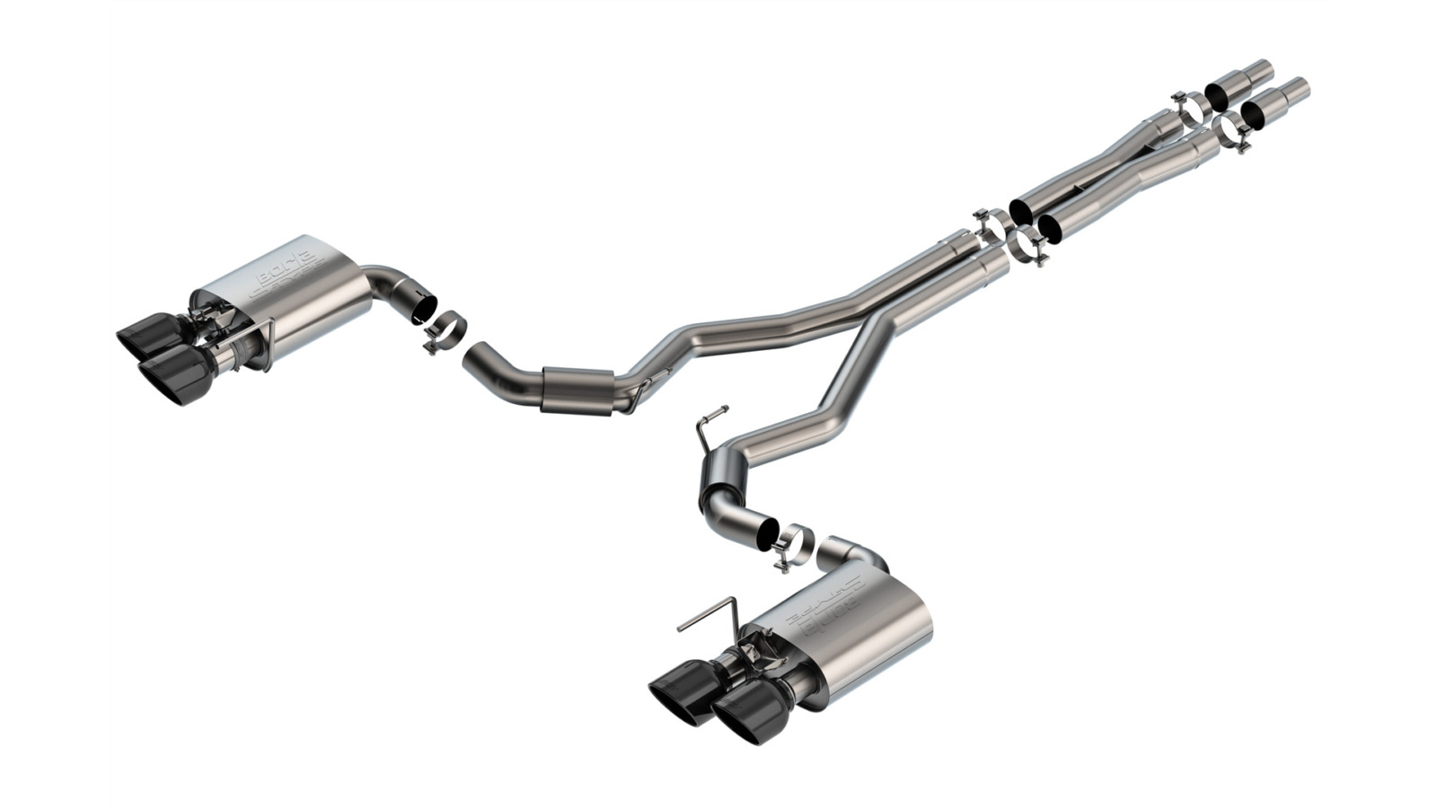 Borla Exhaust Borla S-Type Cat-Back Exhaust - Mustang Dark Horse Active Exhaust Black Chrome 140964BC for S650 Mustang