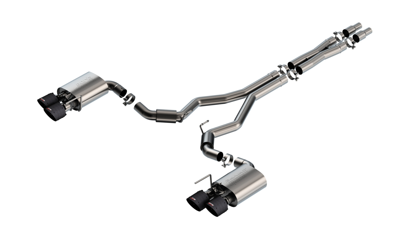 Borla Exhaust Borla S-Type Cat-Back Exhaust - Mustang Dark Horse Active Exhaust Carbon Fiber 140964CFBA for S650 Mustang