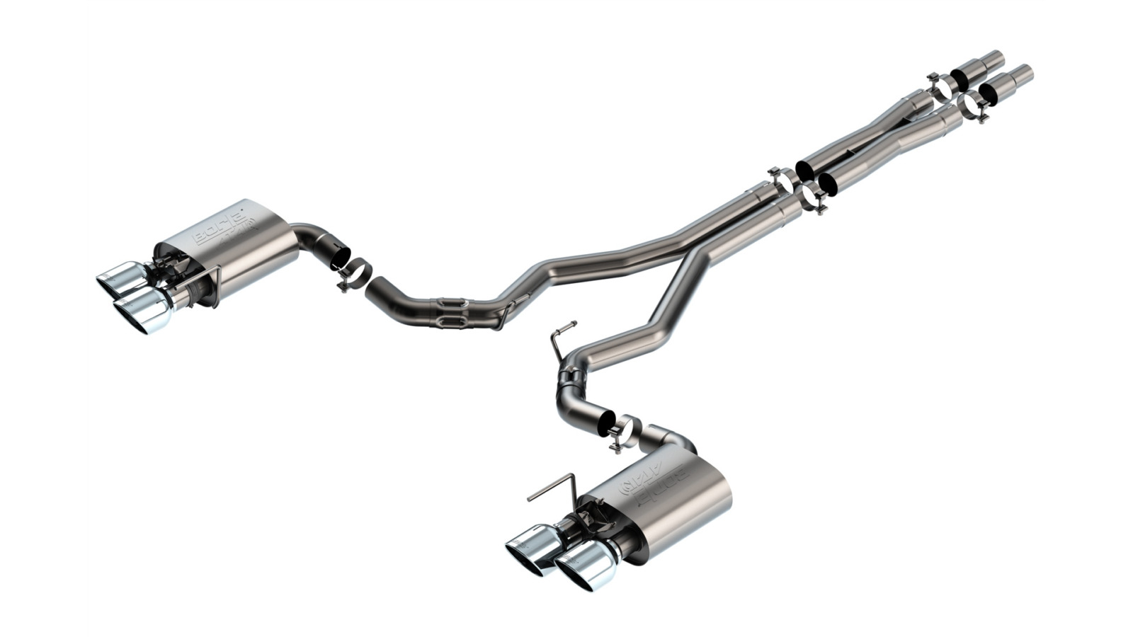 Borla Exhaust Borla ATAK Cat-Back Exhaust - Mustang Dark Horse Active Exhaust Chrome 140965 for S650 Mustang
