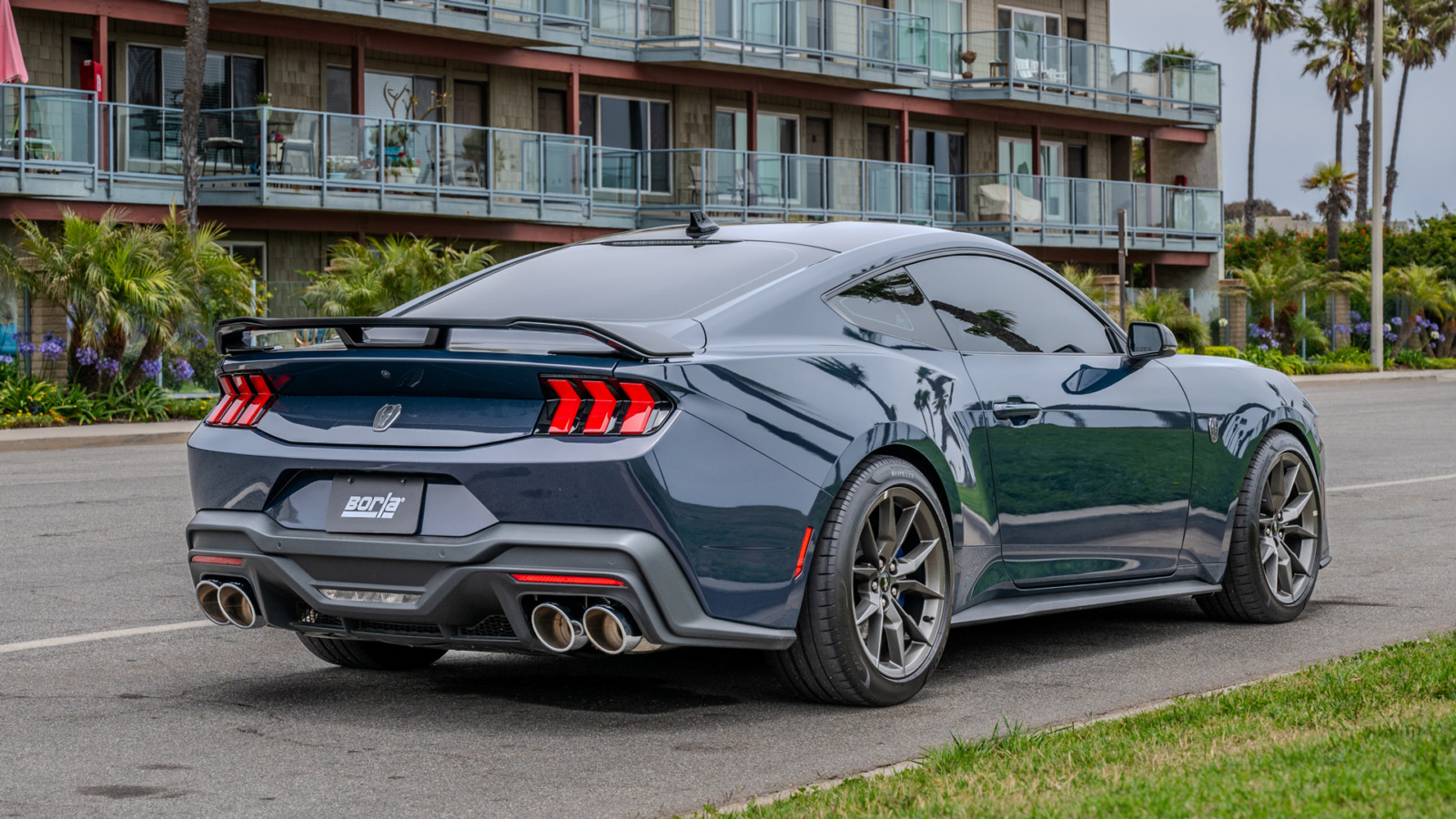 Borla ATAK Cat-Back Exhaust - 2024-2026 Mustang Dark Horse Active Exhaust Chrome 140965 installed on vehicle