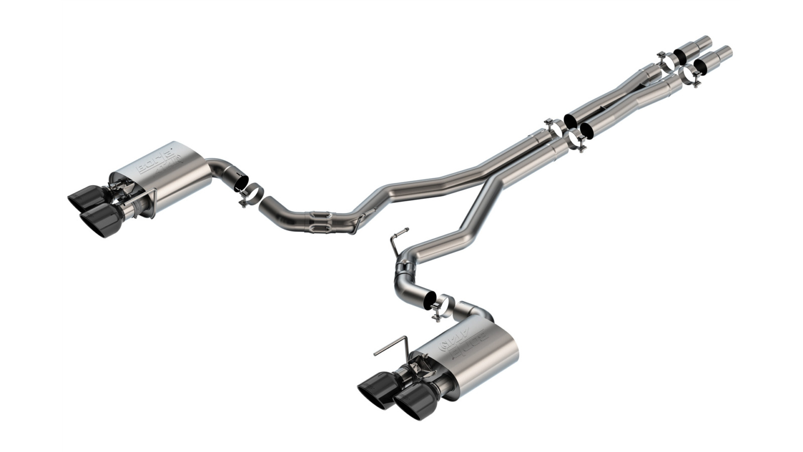 Borla ATAK Cat-Back Exhaust - 2024-2026 Mustang Dark Horse Active Exhaust Black Chrome 140965BC