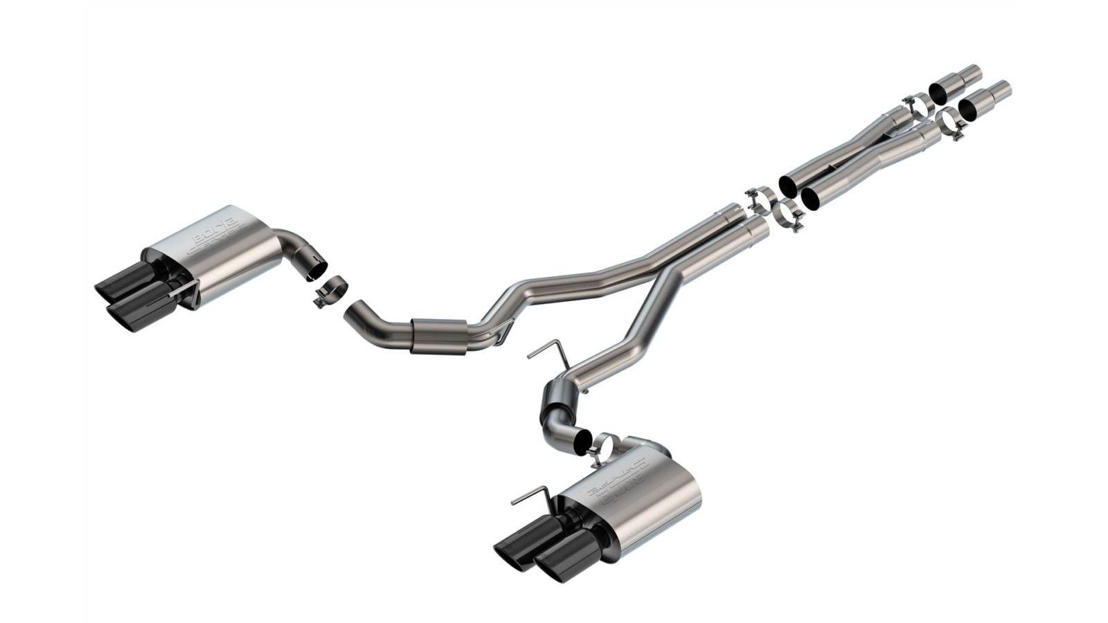 Borla S-Type Cat-Back Exhaust - 2024-2026 Mustang GT S650 Non-Active Black Chrome 140969BC