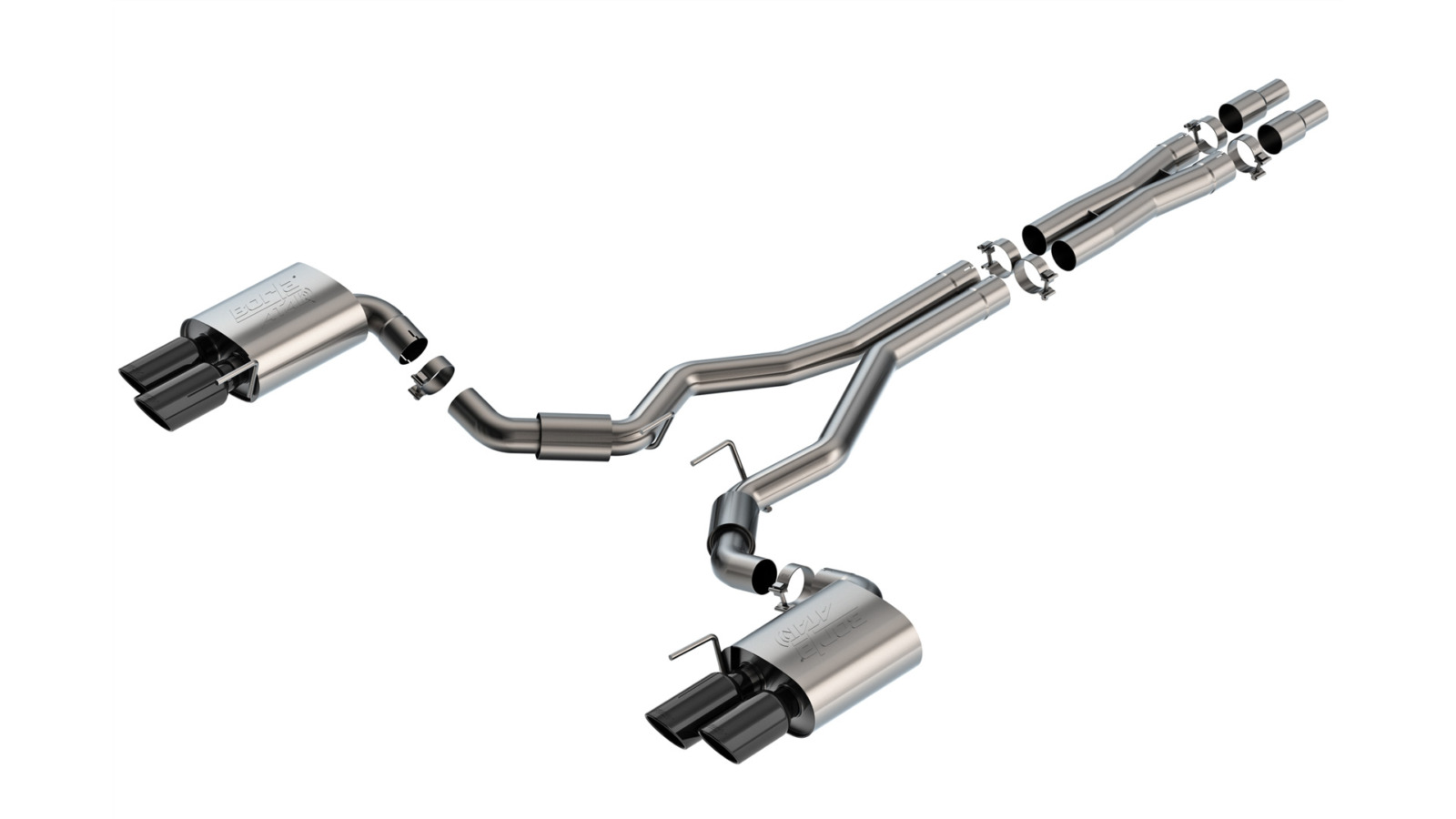 Borla ATAK Cat-Back Exhaust - 2024-2026 Mustang GT S650 Non-Active Black Chrome 140970BC