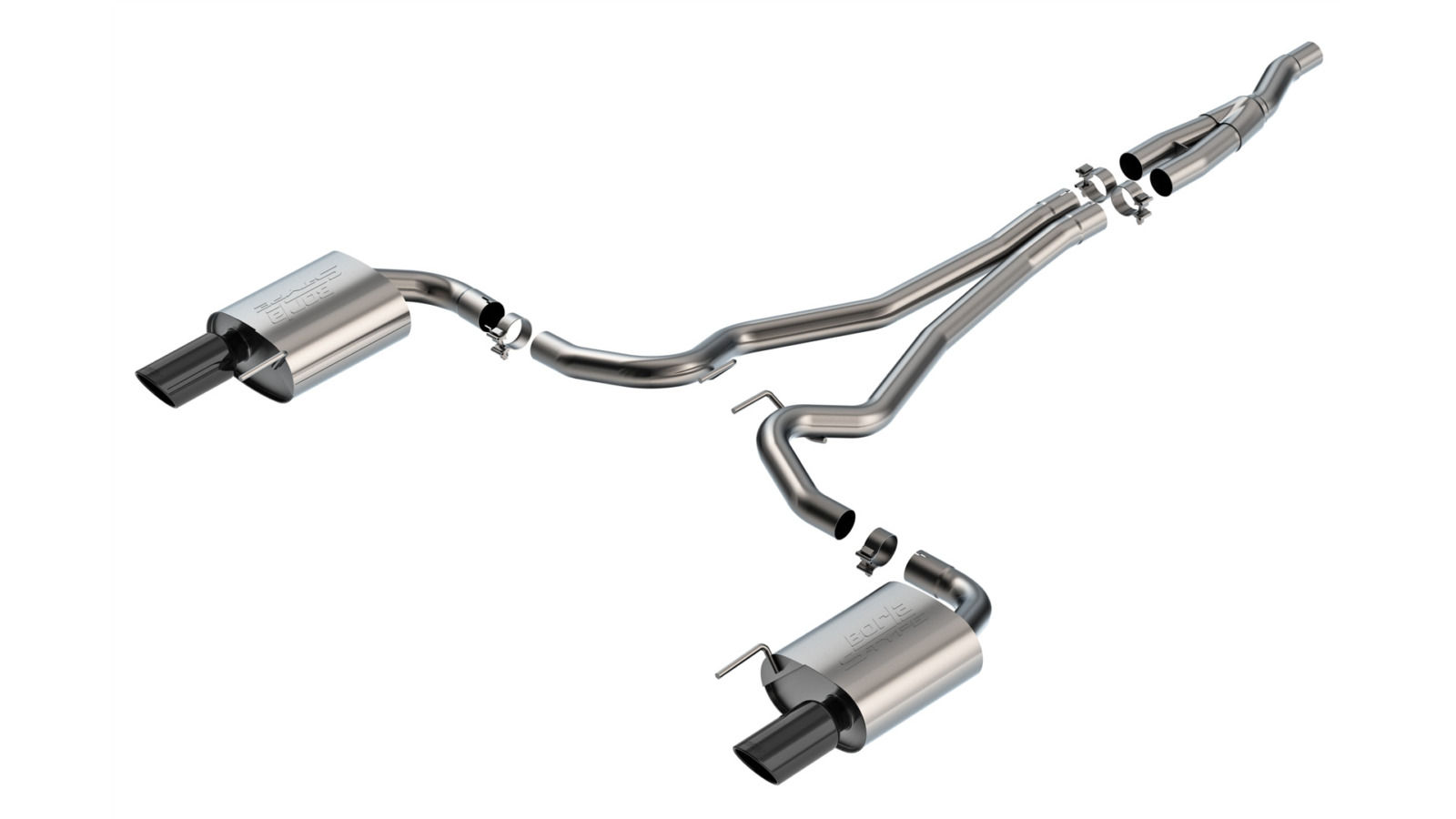 Borla Exhaust Borla S-Type Cat-Back Exhaust - Mustang EcoBoost S650 Non-Active Black Chrome 140979BC for S650 Mustang