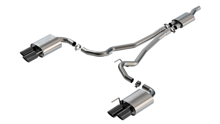 Borla S-Type Cat-Back Exhaust - 2024-2026 Mustang EcoBoost S650 Quad Tip Non-Active Black Chrome 140981BC