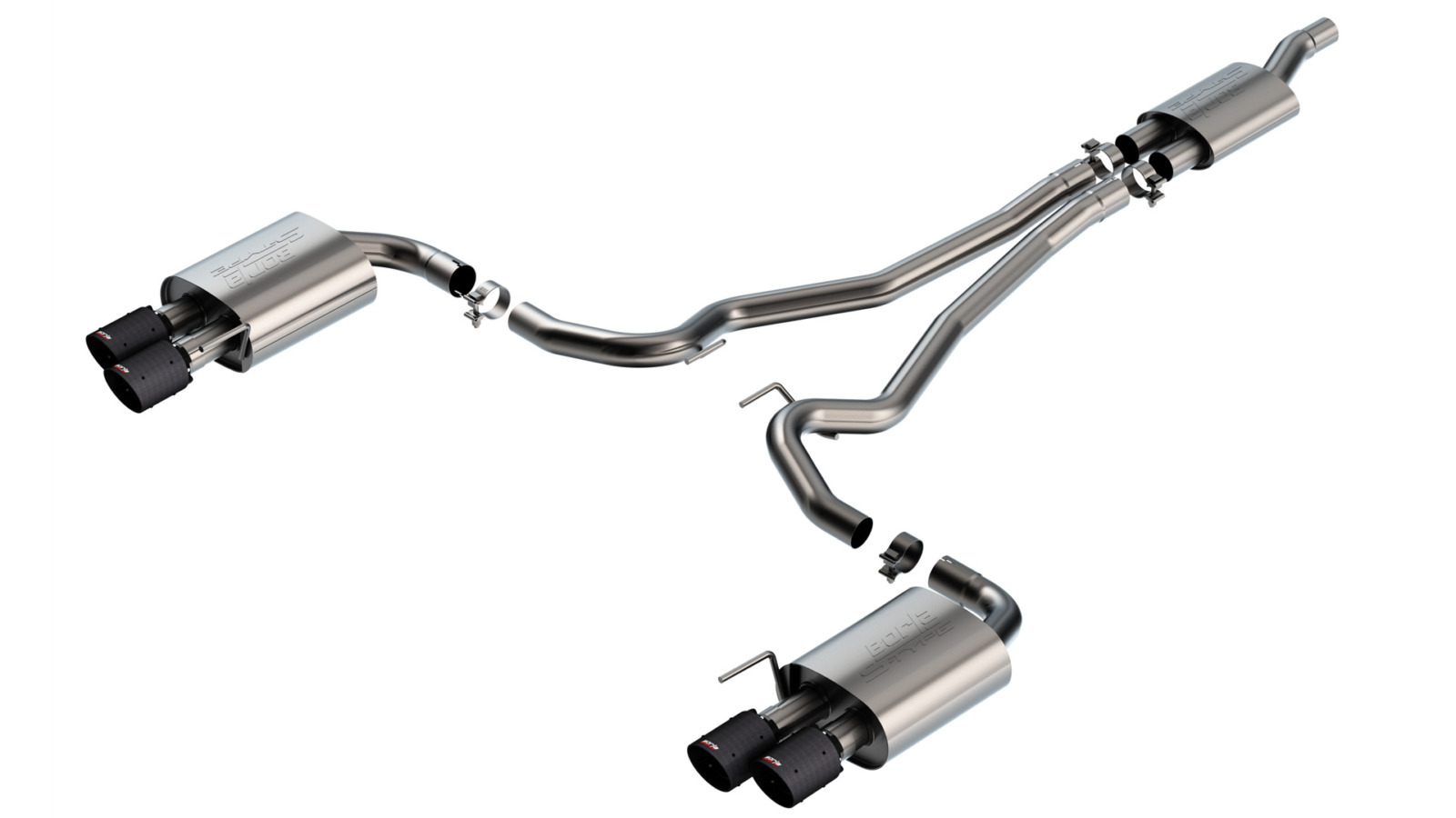 Borla Exhaust Borla S-Type Cat-Back Exhaust - Mustang EcoBoost S650 Quad Tip Non-Active Carbon Fiber 140981CFBA for S650