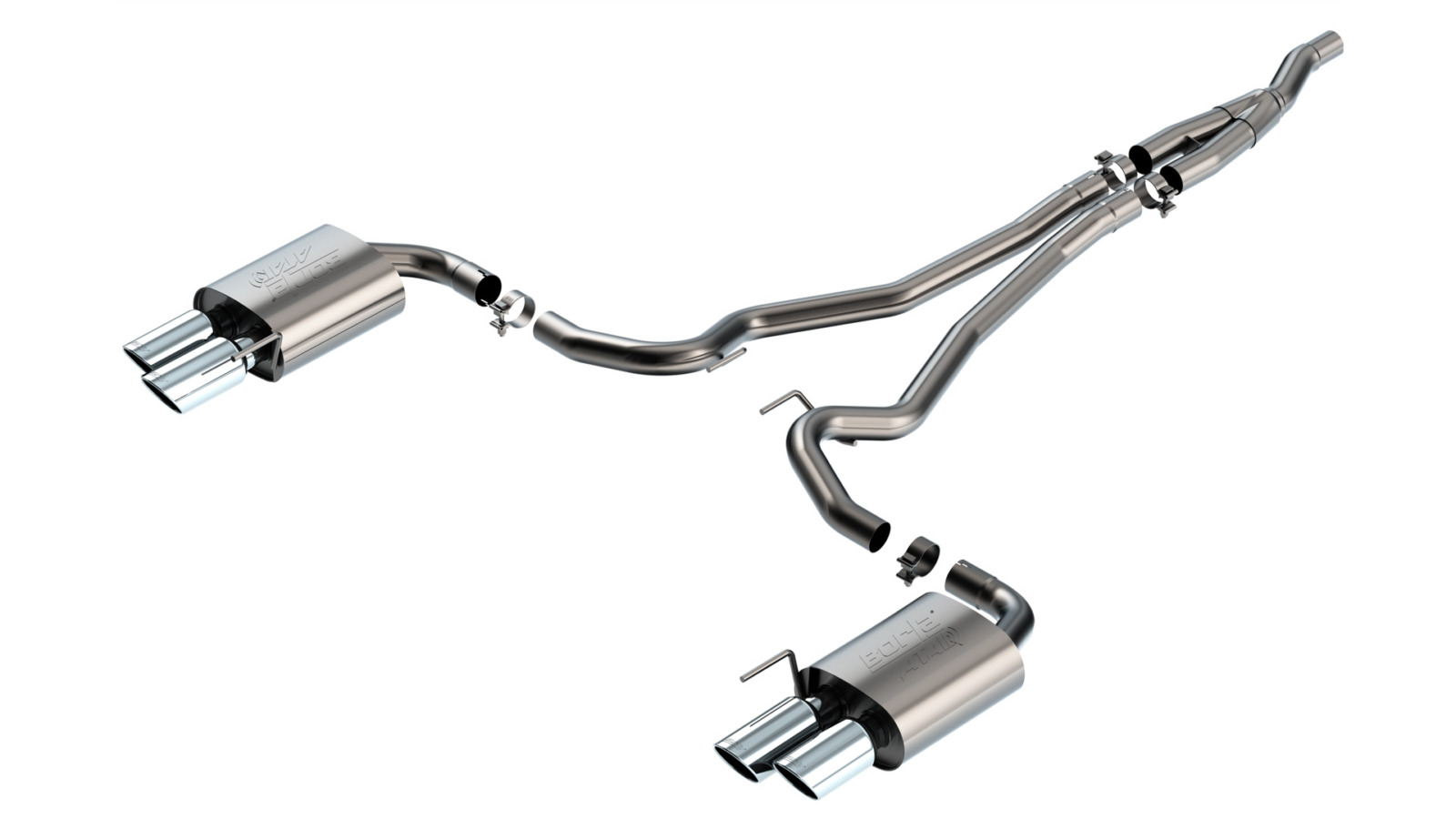 Borla Exhaust Borla ATAK Cat-Back Exhaust - Mustang EcoBoost S650 Quad Tip Non-Active Chrome 140982 for S650 Mustang
