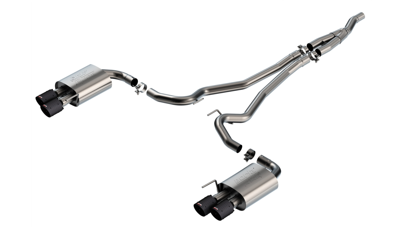 Borla ATAK Cat-Back Exhaust - 2024-2026 Mustang EcoBoost S650 Quad Tip Non-Active Carbon Fiber 140982CFBA
