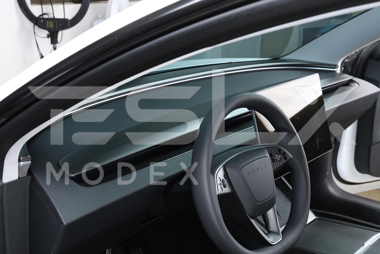 EOS 2024-Up Tesla Model 3, 2025-Up Model Y Carbon Fiber Interior Front Dashboard Cover