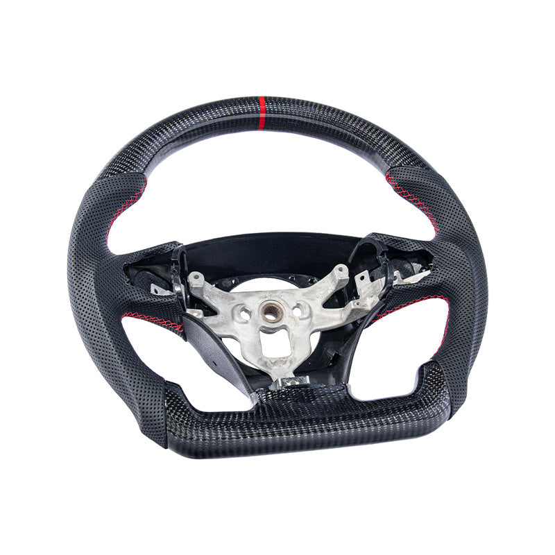 Extreme Online Store Corvette C6 CARBON FIBER Perforated Leather Red Stripe Steering Wheel for C6 Corvette - Image 2