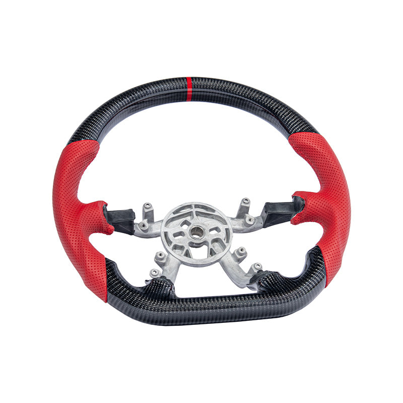 Extreme Online Store Corvette C5 CARBON FIBER Red Perforated Leather Stripe Steering Wheel - Image 2