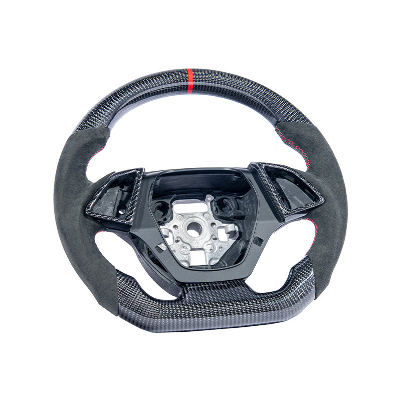 Extreme Online Store CAMARO CARBON FIBER Black Alcantara Red Stripe Steering Wheel for Camaro - Image 2