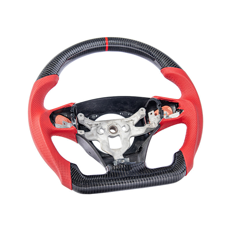 Extreme Online Store Corvette C6 CARBON FIBER Red Perforated Leather Stripe Steering Wheel for C6 Corvette - Image 2