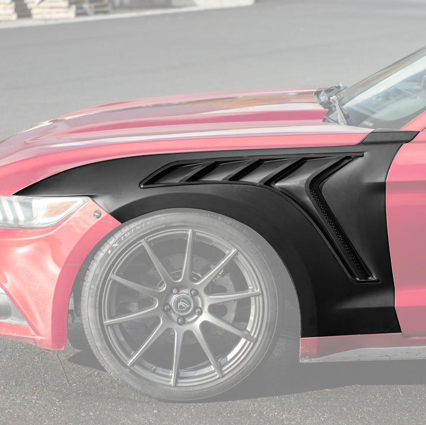 FFP 2015-17 Ford Mustang S550 GTD Style Primed Black Front Side Vented Fenders - Image 1
