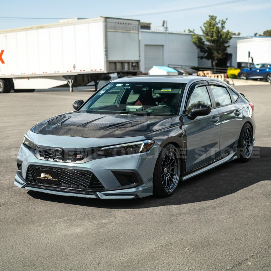 EOS 2022-Up Honda Civic JDM Varis Style CARBON FIBER Front Vented Hood w/ Fender - Image 3