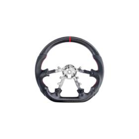 Extreme Online Store Corvette C5 Carbon Fiber Steering Wheel Black Perforated Leather Red Center Stripe