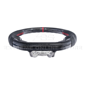 Extreme Online Store Corvette C5 Carbon Fiber Steering Wheel Black Perforated Leather Red Center Stripe - Image 15