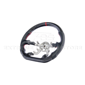 Extreme Online Store Corvette C5 Carbon Fiber Steering Wheel Black Perforated Leather Red Center Stripe - Image 3