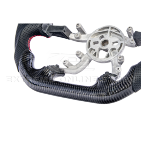Extreme Online Store Corvette C5 Carbon Fiber Steering Wheel Black Perforated Leather Red Center Stripe - Image 10
