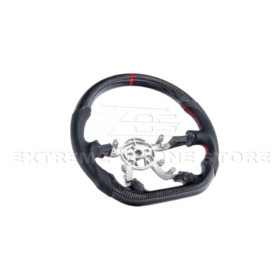 Extreme Online Store Corvette C5 Carbon Fiber Steering Wheel Black Perforated Leather Red Center Stripe - Image 13