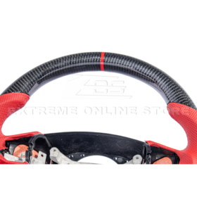 Extreme Online Store Corvette C6 CARBON FIBER Red Perforated Leather Stripe Steering Wheel for C6 Corvette - Image 6