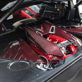 EOS Corvette C8 Z06 Coupe DRY Red Carbon Engine & Bay Panel Cover - Image 3