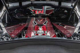 EOS Corvette C8 Z06 Coupe DRY Red Carbon Engine & Bay Panel Cover - Image 4