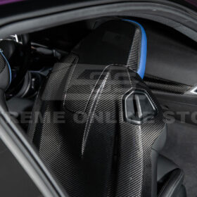EOS BMW G87 G82 M2 M4 Dry CARBON FIBER Tape-On Full Seat Back Cover Pair - Image 8