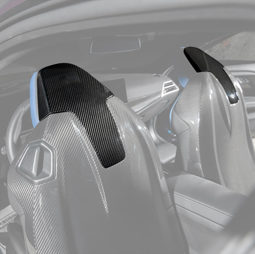 EOS BMW G87 G80 G82 M2 M3 M4 S58 Dry CARBON FIBER Tape-On Headrest Cover Pair - Image 1
