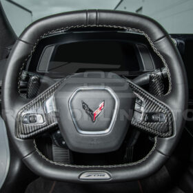 EOS 2020-Up Corvette C8 DRY CARBON FIBER Steering Wheel Paddle Shifters Replacement - Image 4