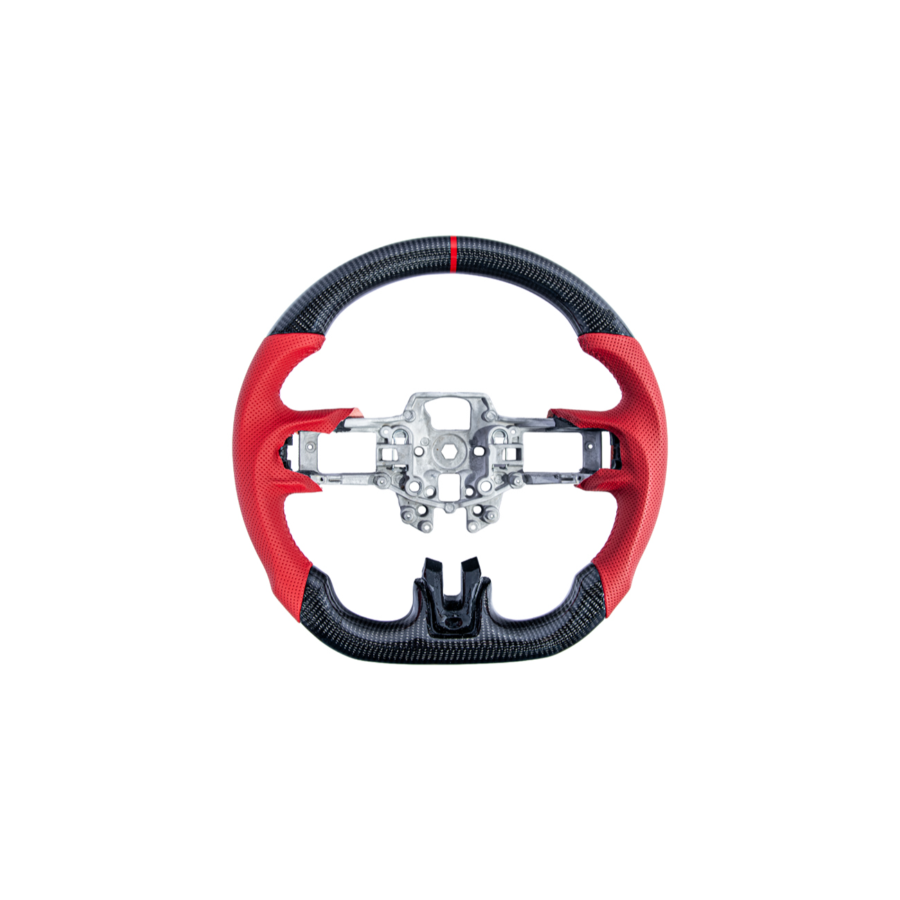 2015-23 Mustang Red Leather Red Stitching Carbon Fiber Steering Wheel