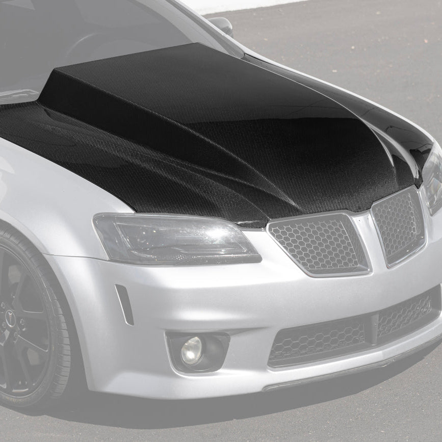 EOS 2008-09 Pontiac G8 CARBON FIBER Replacement Front Bumper Cowl Hood Cover - Image 2