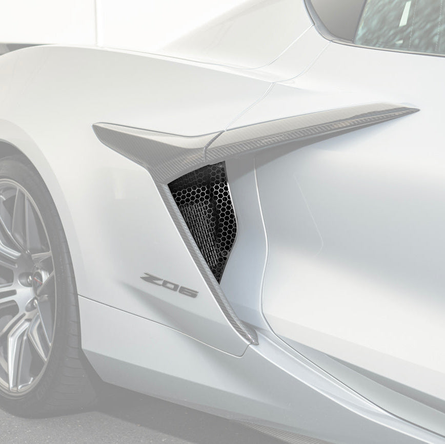 Corvette C8 Z06 Aluminum Black Rear Side Intake Mesh Grille Inserts